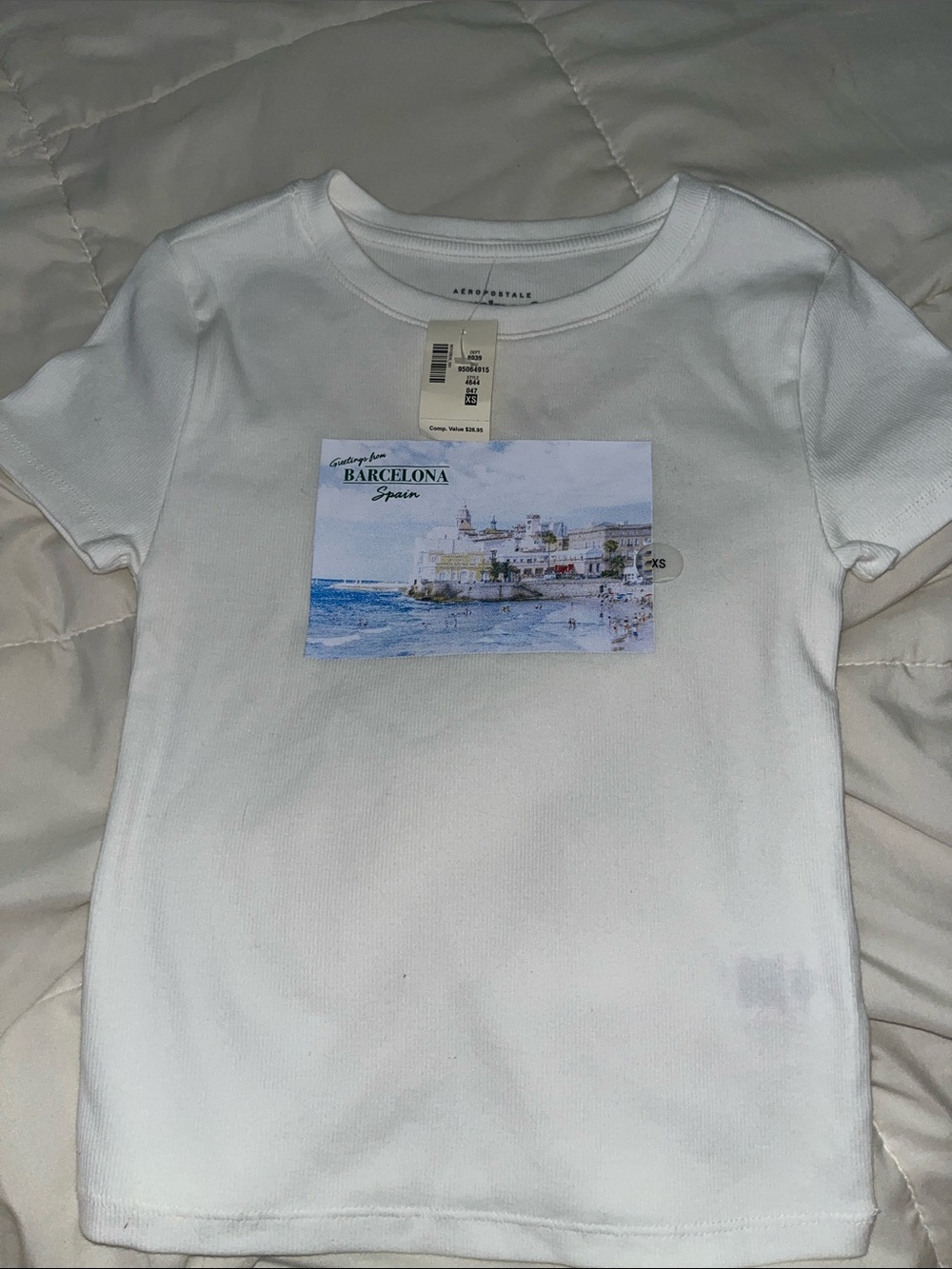 Aeropostale White Girls' Barcelona Seaside Graphic Tee